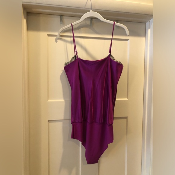 Cami NYC purple magenta Romy silk sleeveless lace blouse bodysuit size Small - Picture 3 of 8